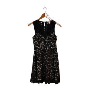 Forever 21 XS Black Lace Sleeveless Fit & Flare Dress With Nude Lining